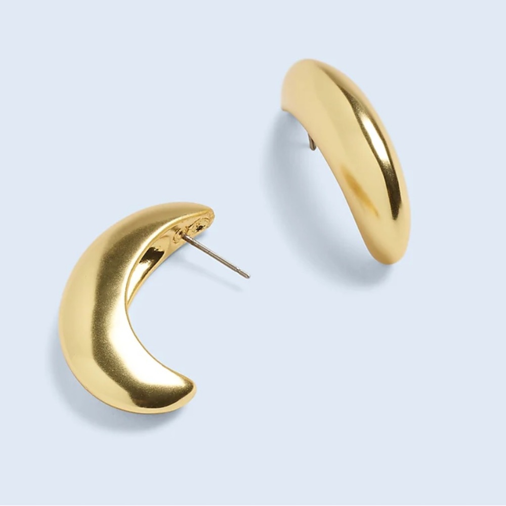 Madewell Sculptural Crescent Statement Earrings. Vintage Gold. New